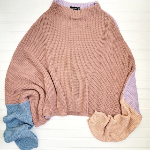 Pretty Little Thing Pink Color Block Oversized Sweater - Picture 3 of 8